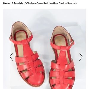 Chelsea Crew Red Leather Carina Sandals